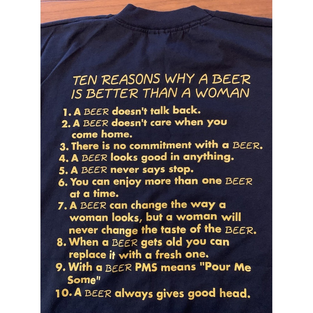 Vintage 90s Humor Beer is Better Than Women T-Shirt Mens XL Y2K Single Stitch